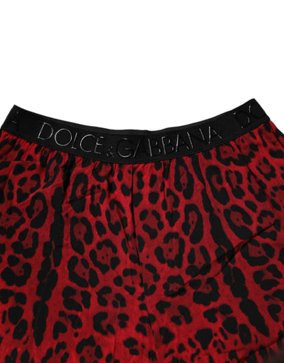 Dolce & Gabbana Red Leopard Print Bermuda Shorts