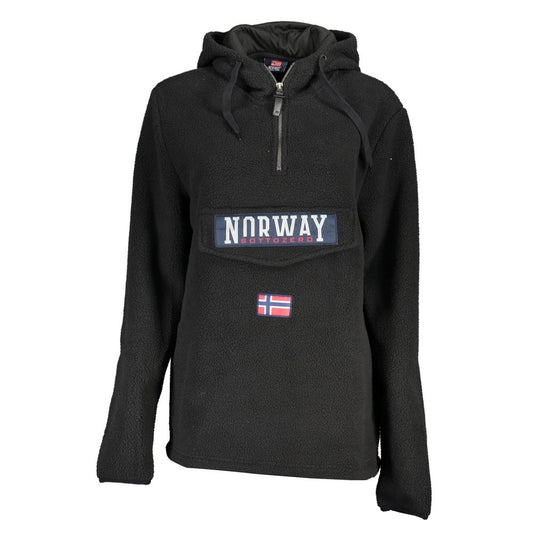 Norway 1963 Black Women's Half Zip Hooded Sweatshirt
