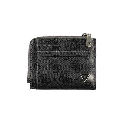Guess Jeans Sleek Black Wallet – Leather, Elegant Design with Zip Closure