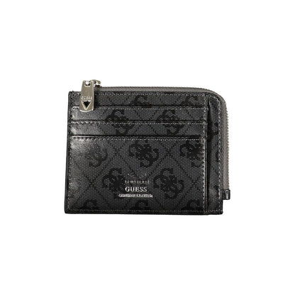 Guess Jeans Sleek Black Wallet – Leather, Elegant Design with Zip Closure