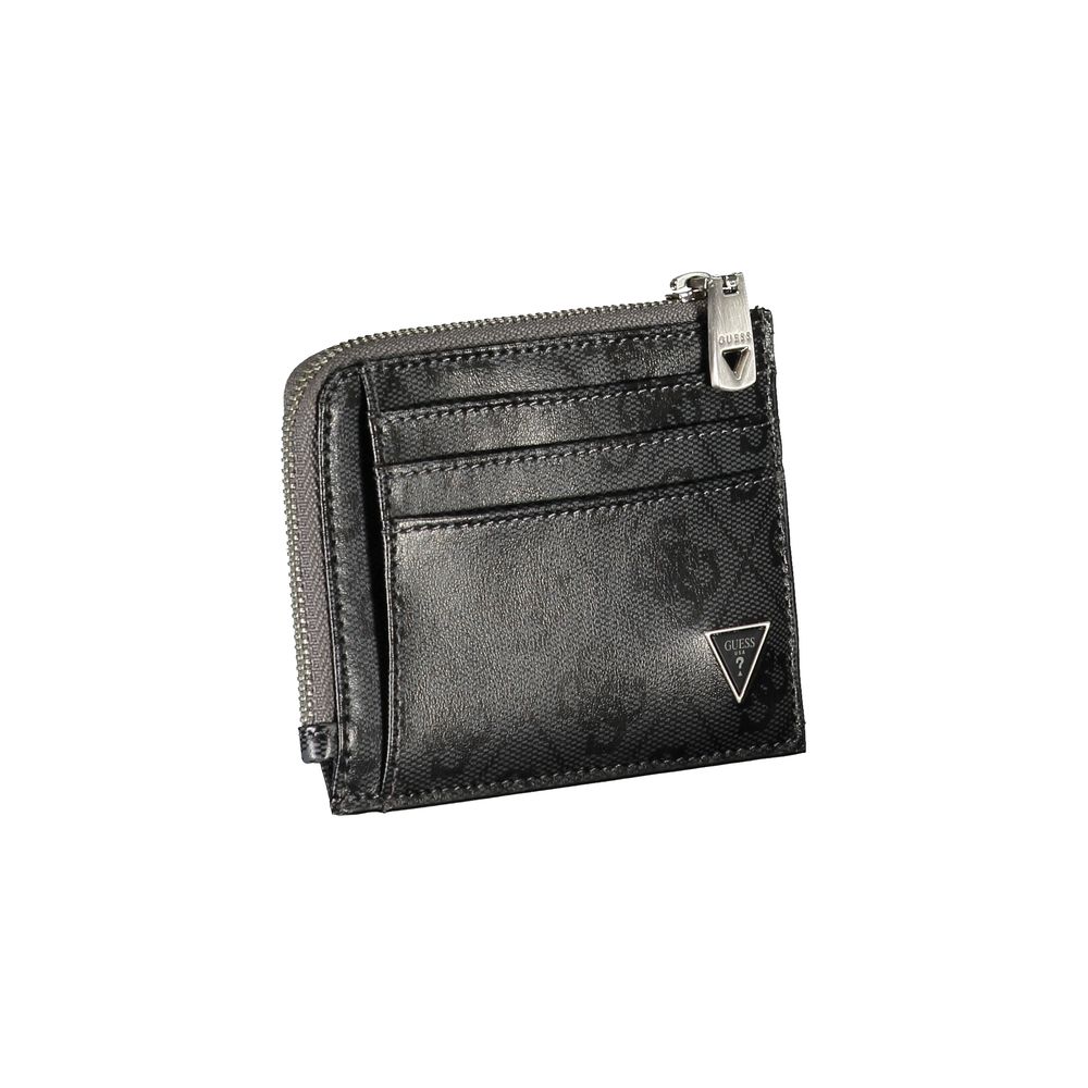 Guess Jeans Sleek Black Wallet – Leather, Elegant Design with Zip Closure