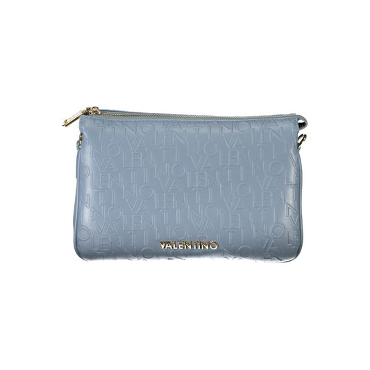 Mario Valentino Light Blue Leather-Finish Handbag with Double Strap
