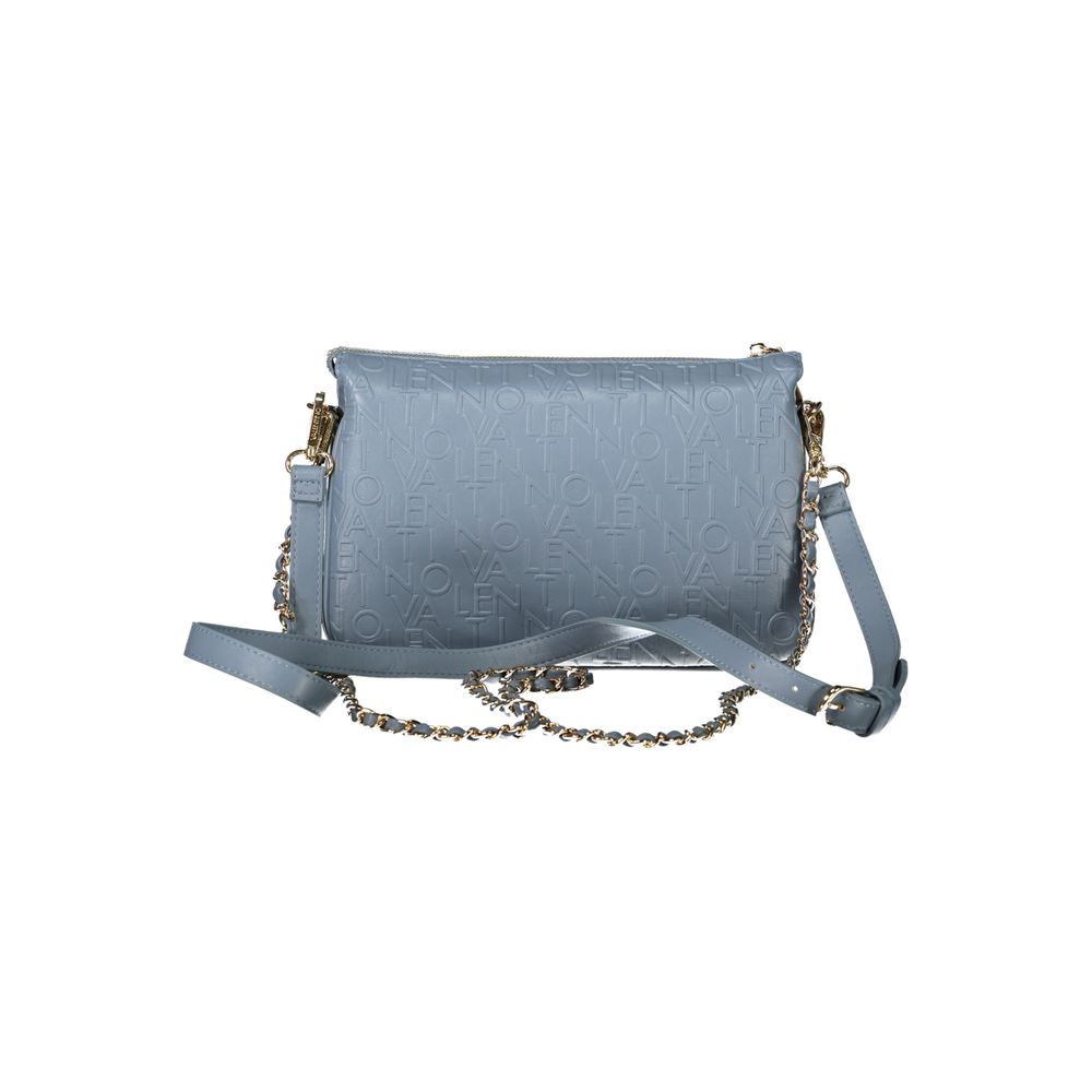 Mario Valentino Light Blue Leather-Finish Handbag with Double Strap