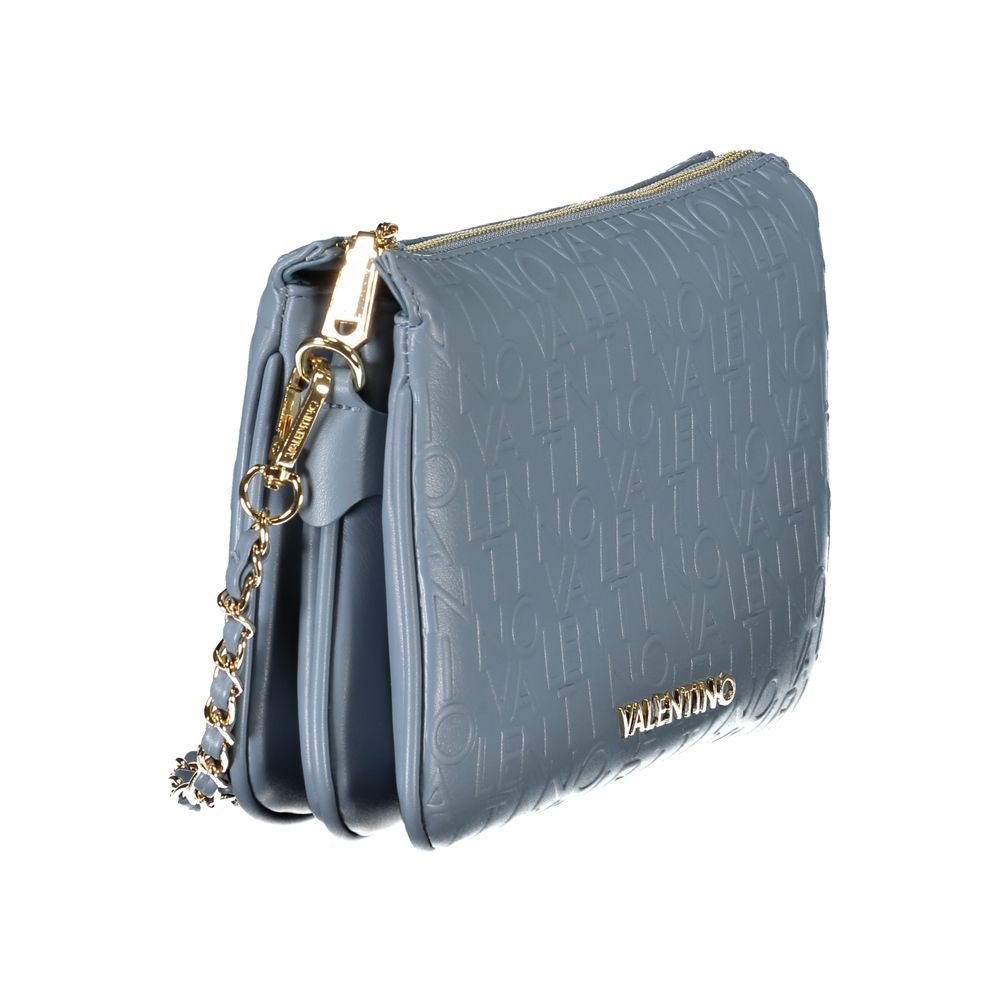 Mario Valentino Light Blue Leather-Finish Handbag with Double Strap