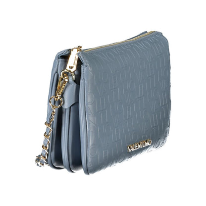 Mario Valentino Light Blue Leather-Finish Handbag with Double Strap