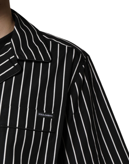 Dolce & Gabbana Black White Stripes Cotton Men Pajama Set