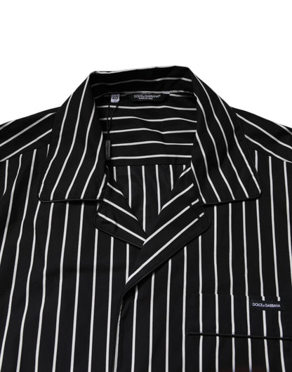 Dolce & Gabbana Black White Stripes Cotton Men Pajama Set
