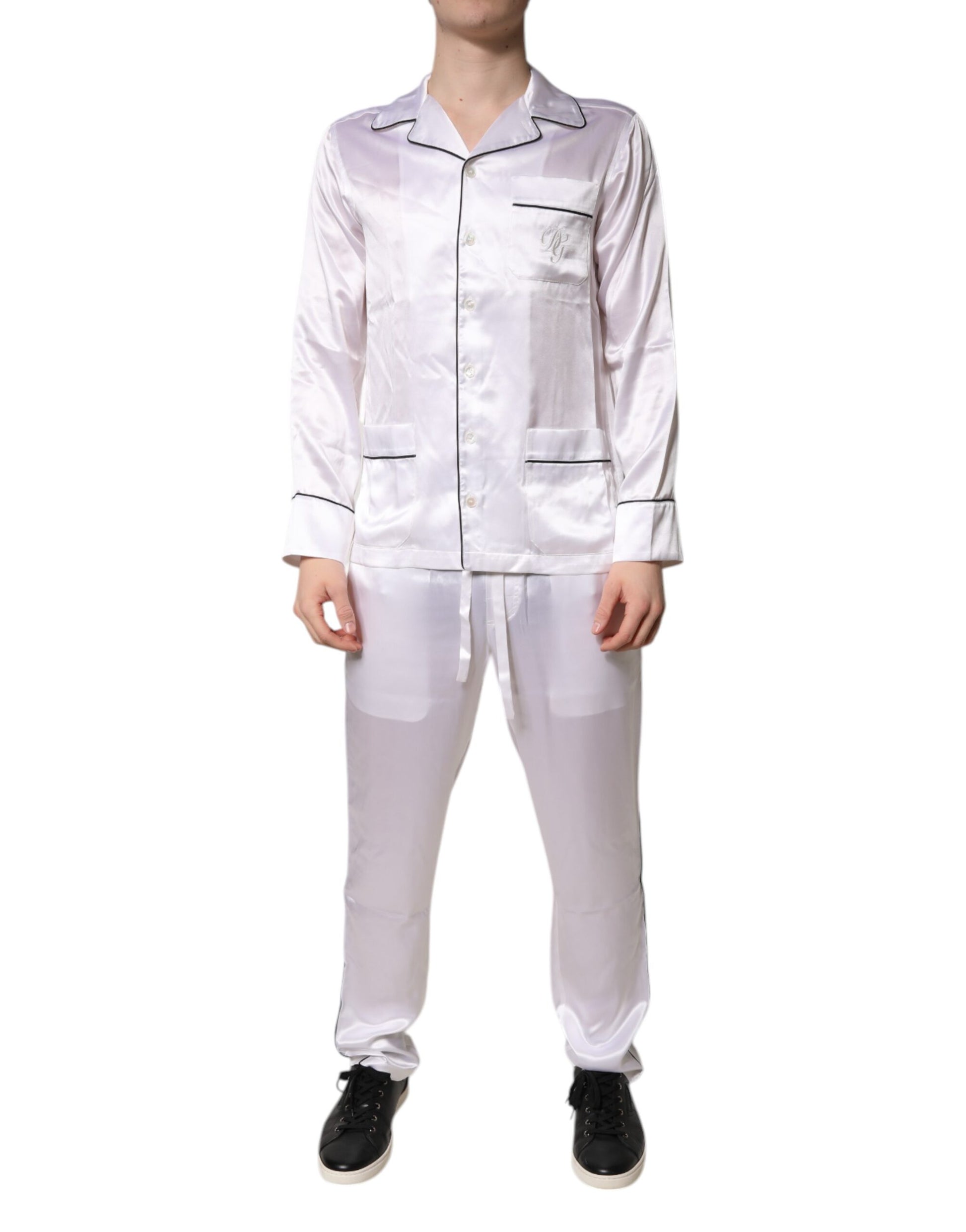 Dolce & Gabbana White Satin Silk Men Pyjama's for Men