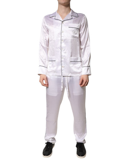 Dolce & Gabbana White Satin Silk Men Pyjama's for Men