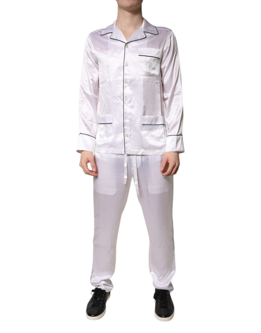 Dolce & Gabbana White Satin Silk Men Pyjama's for Men