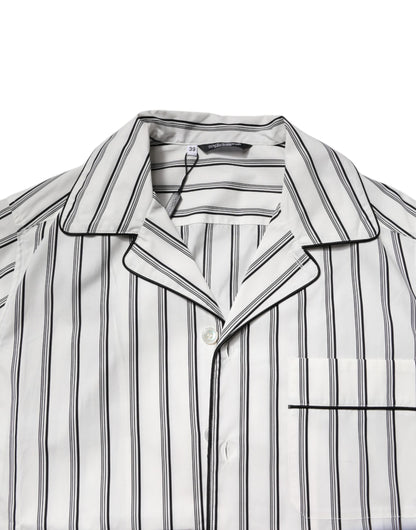 Dolce & Gabbana White Black Stripes Cotton Men Pajama Set