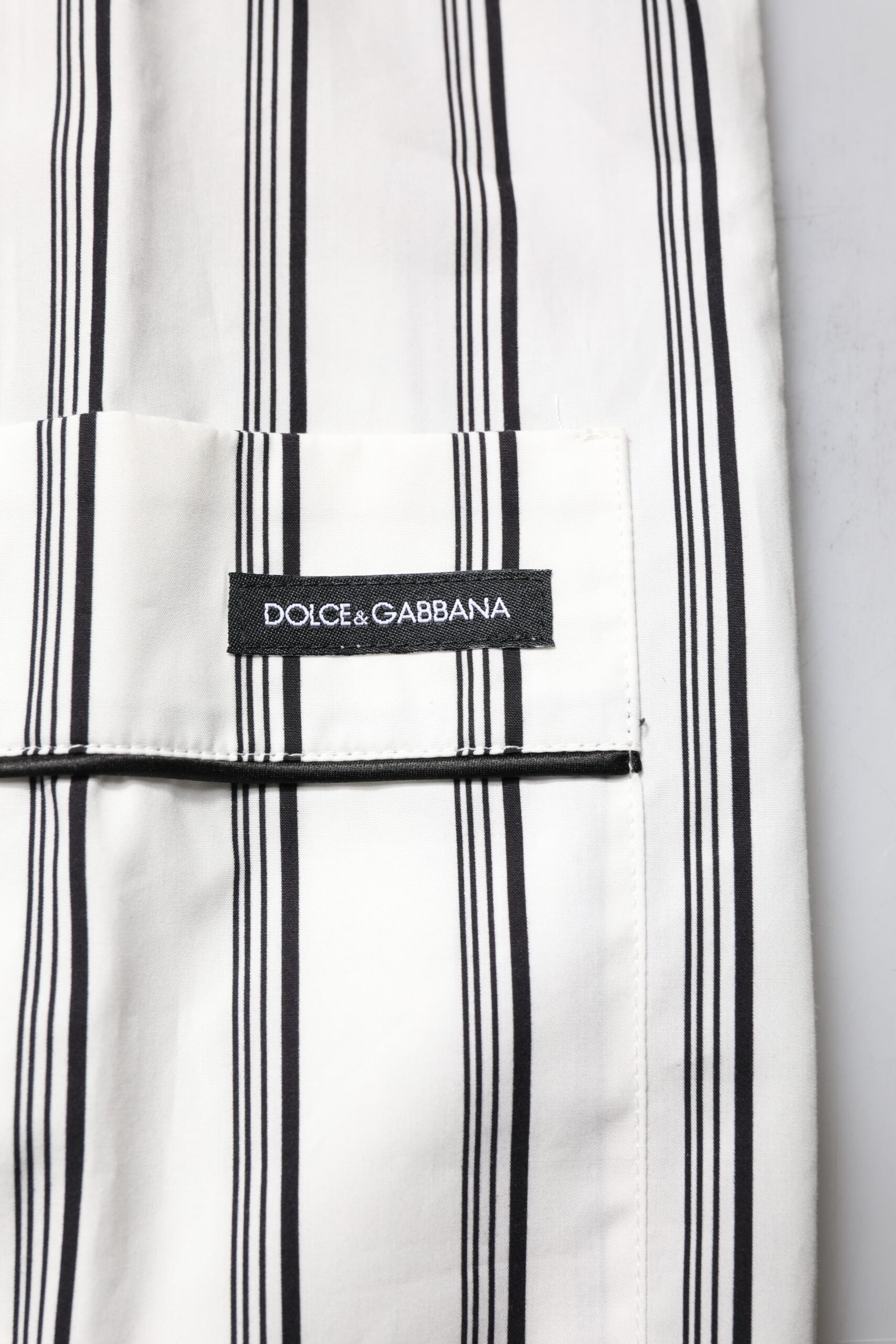 Dolce & Gabbana White Black Stripes Cotton Men Pajama Set