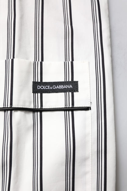 Dolce & Gabbana White Black Stripes Cotton Men Pajama Set
