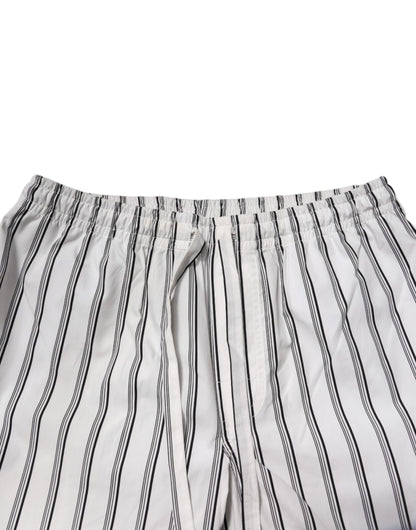 Dolce & Gabbana White Black Stripes Cotton Men Pajama Set
