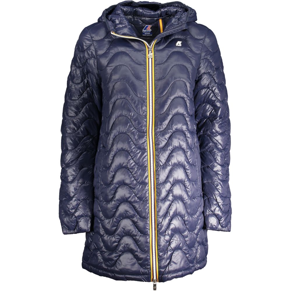 K-WAY Blue Polyamide Long Sleeved Jacket with Hood