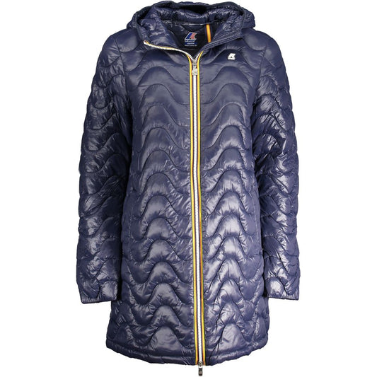 K-WAY Blue Polyamide Long Sleeved Jacket with Hood
