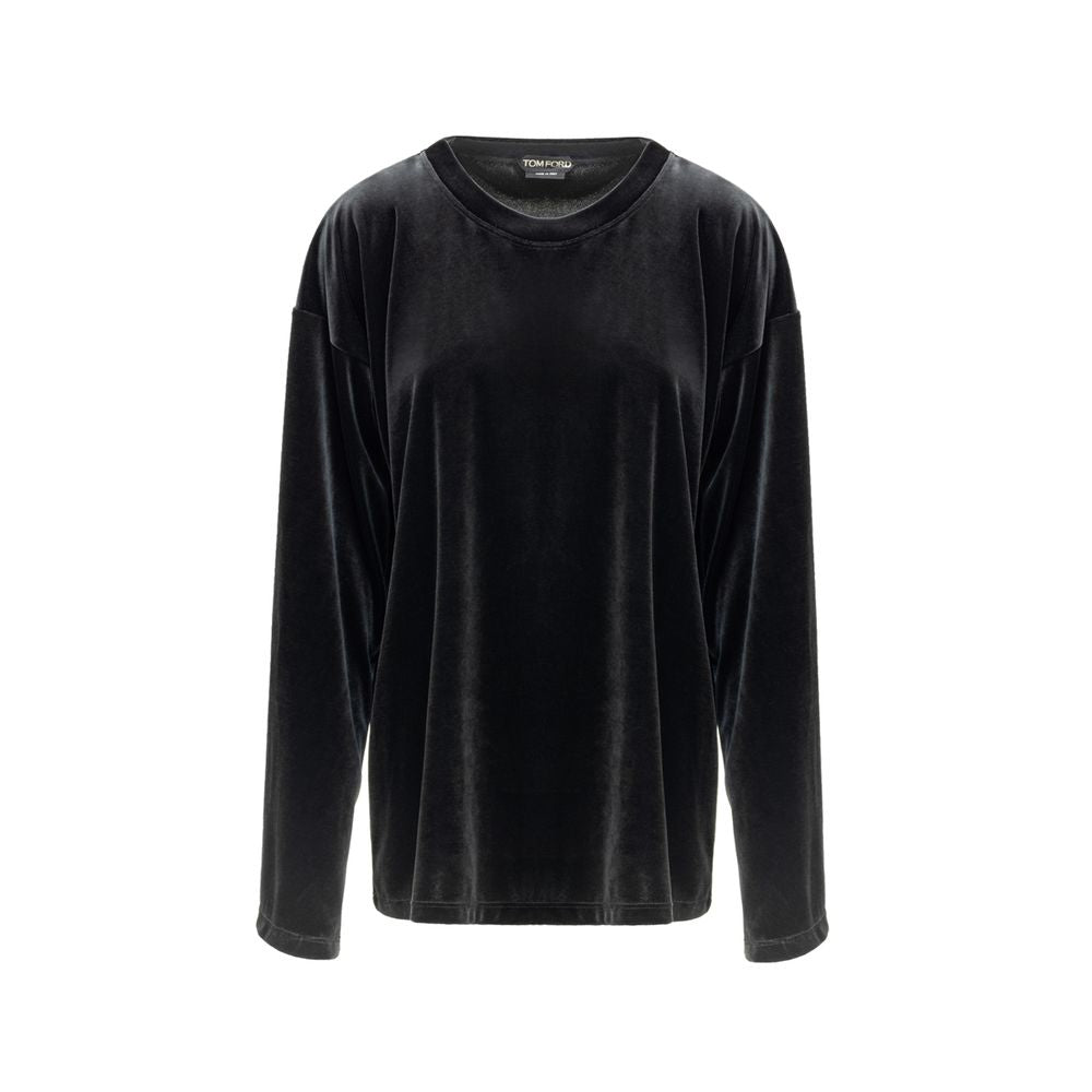 Tom Ford Black Velvet Long Sleeve Sweater