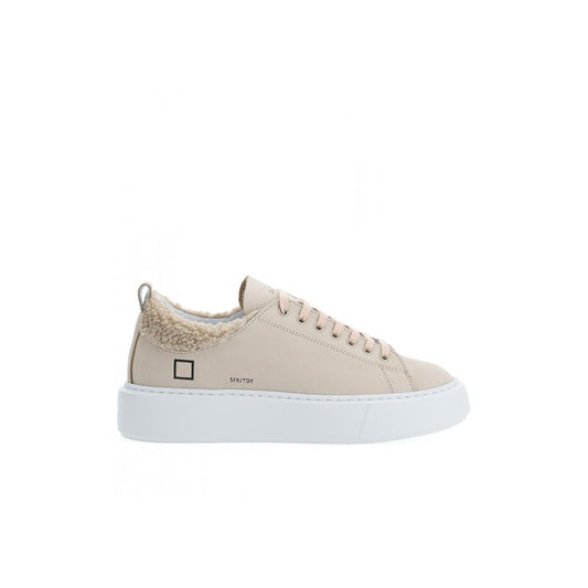 D.A.T.E Beige Leather Sneaker - Elevate Your Style
