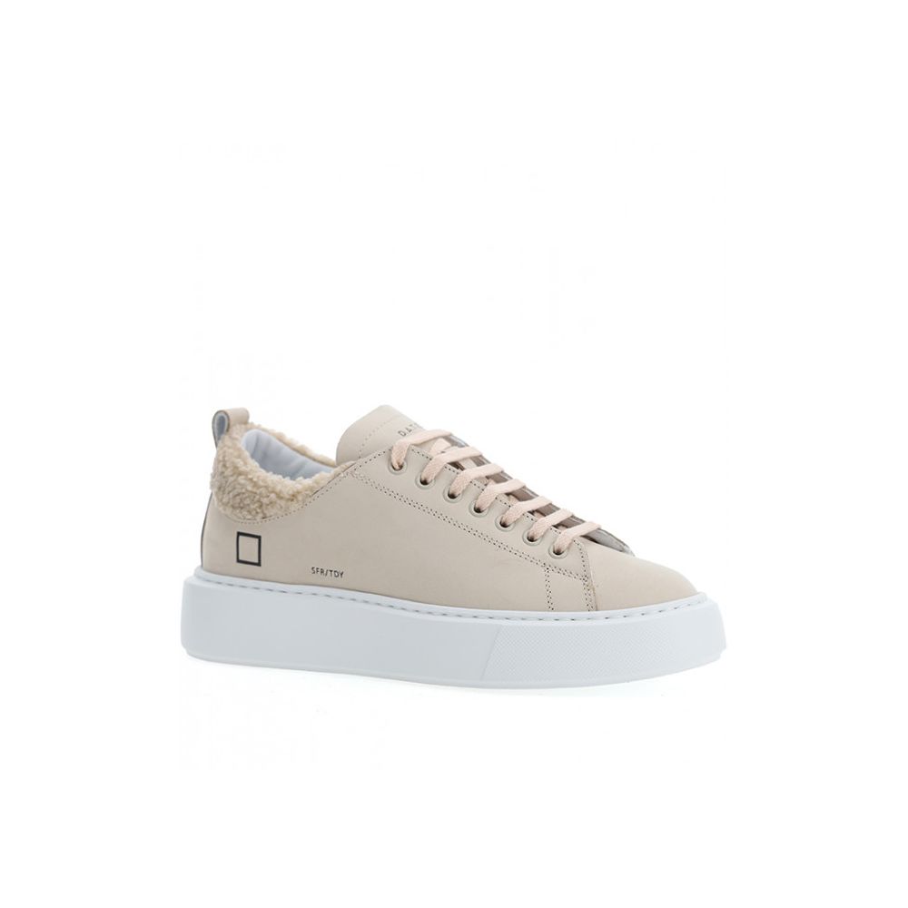 D.A.T.E Beige Leather Sneaker - Elevate Your Style