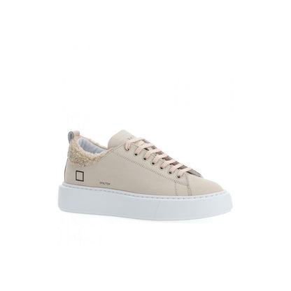 D.A.T.E Beige Leather Sneaker - Elevate Your Style