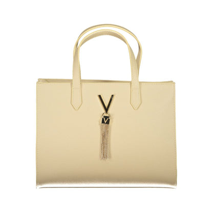 Mario Valentino Beige Faux Leather Handbag with Iconic Logo