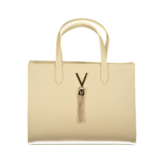 Mario Valentino Beige Faux Leather Handbag with Iconic Logo