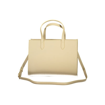 Mario Valentino Beige Faux Leather Handbag with Iconic Logo
