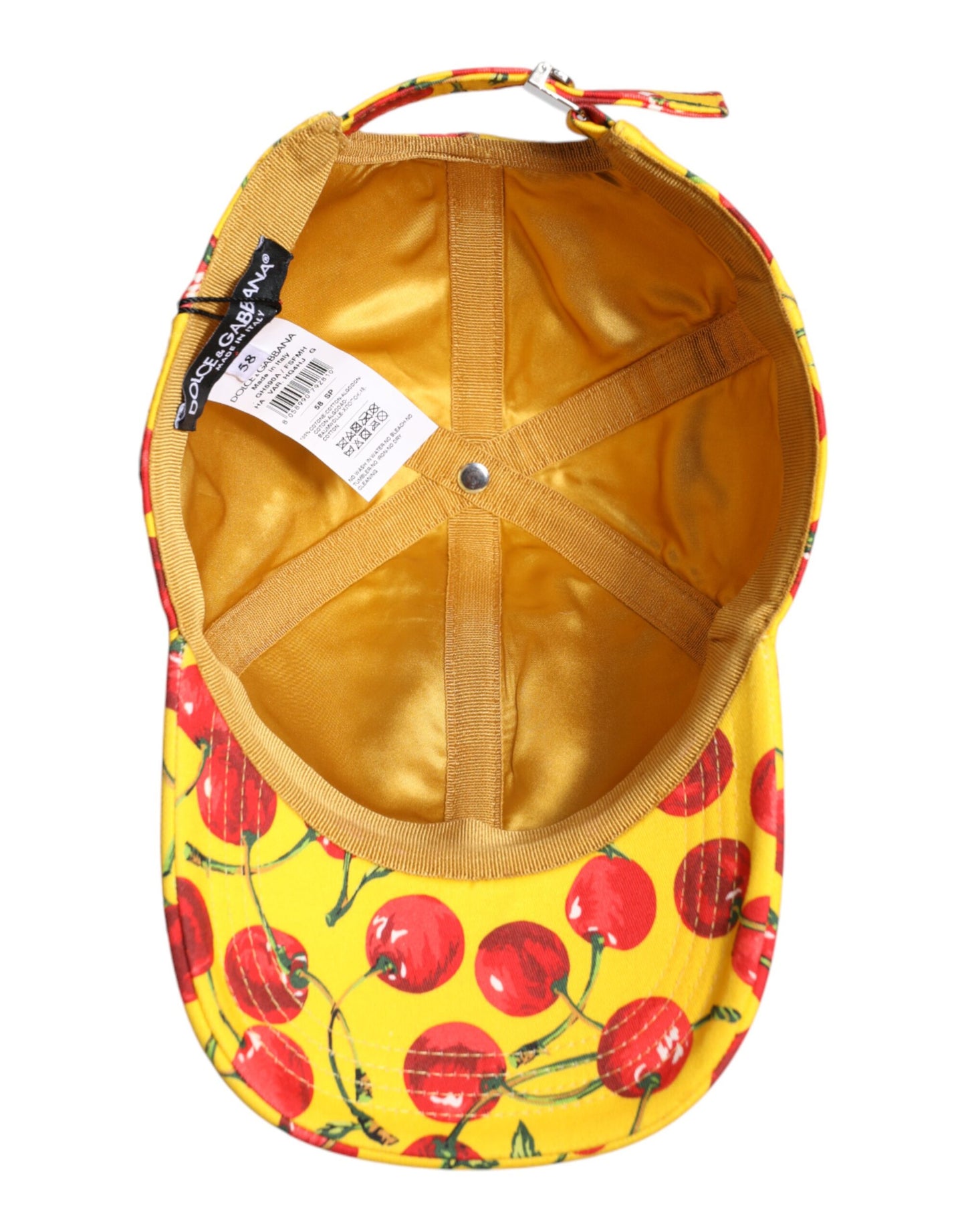Dolce & Gabbana Yellow Cotton Cherry Printed Baseball Cap
