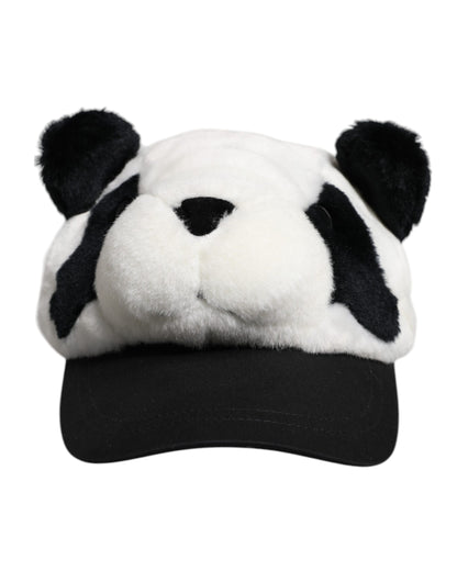 Dolce & Gabbana Black and White Panda Fur Women's Baseball Cap