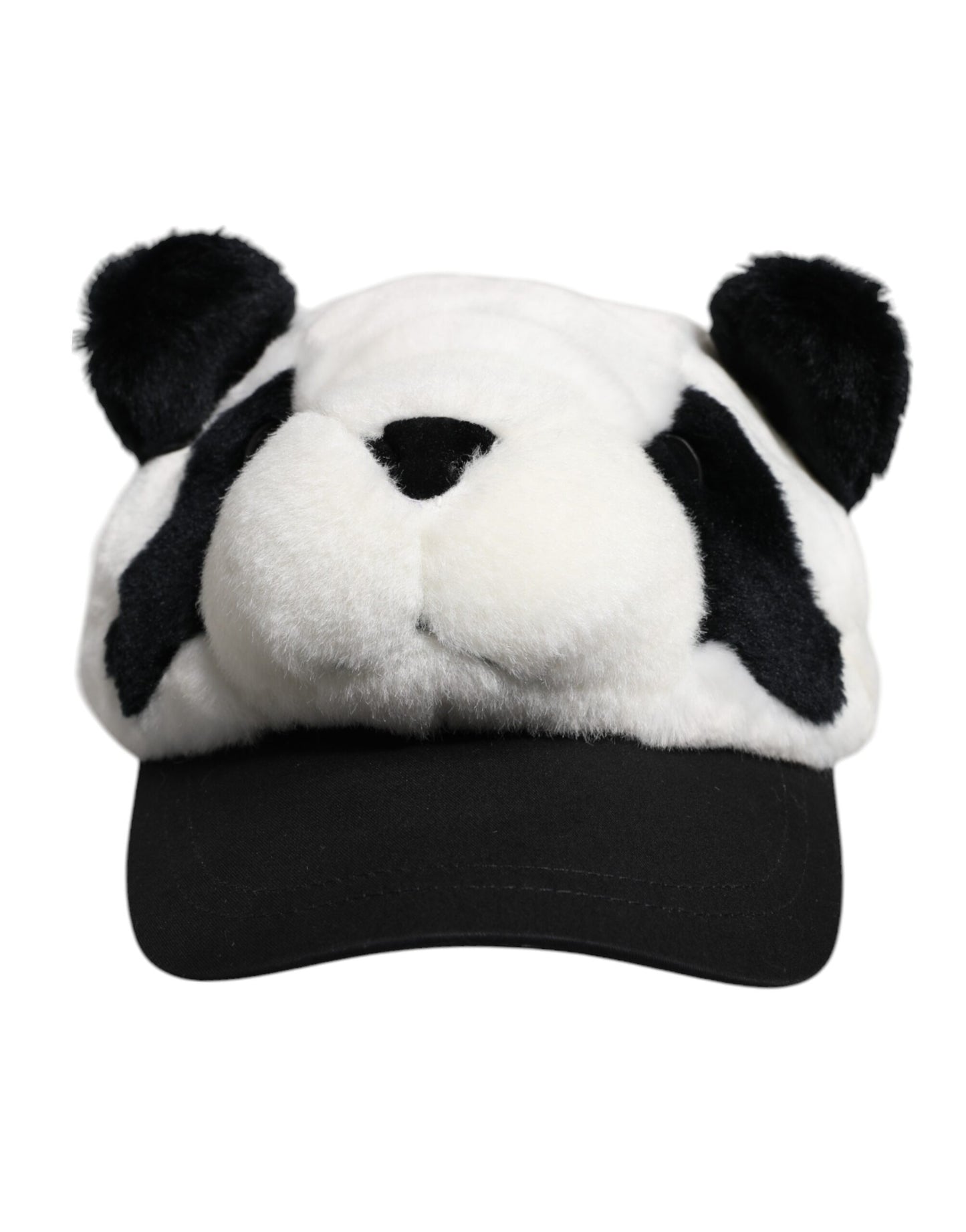 Dolce & Gabbana Black and White Panda Fur Women's Baseball Cap