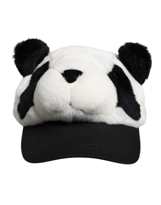 Dolce & Gabbana Black and White Panda Fur Women's Baseball Cap