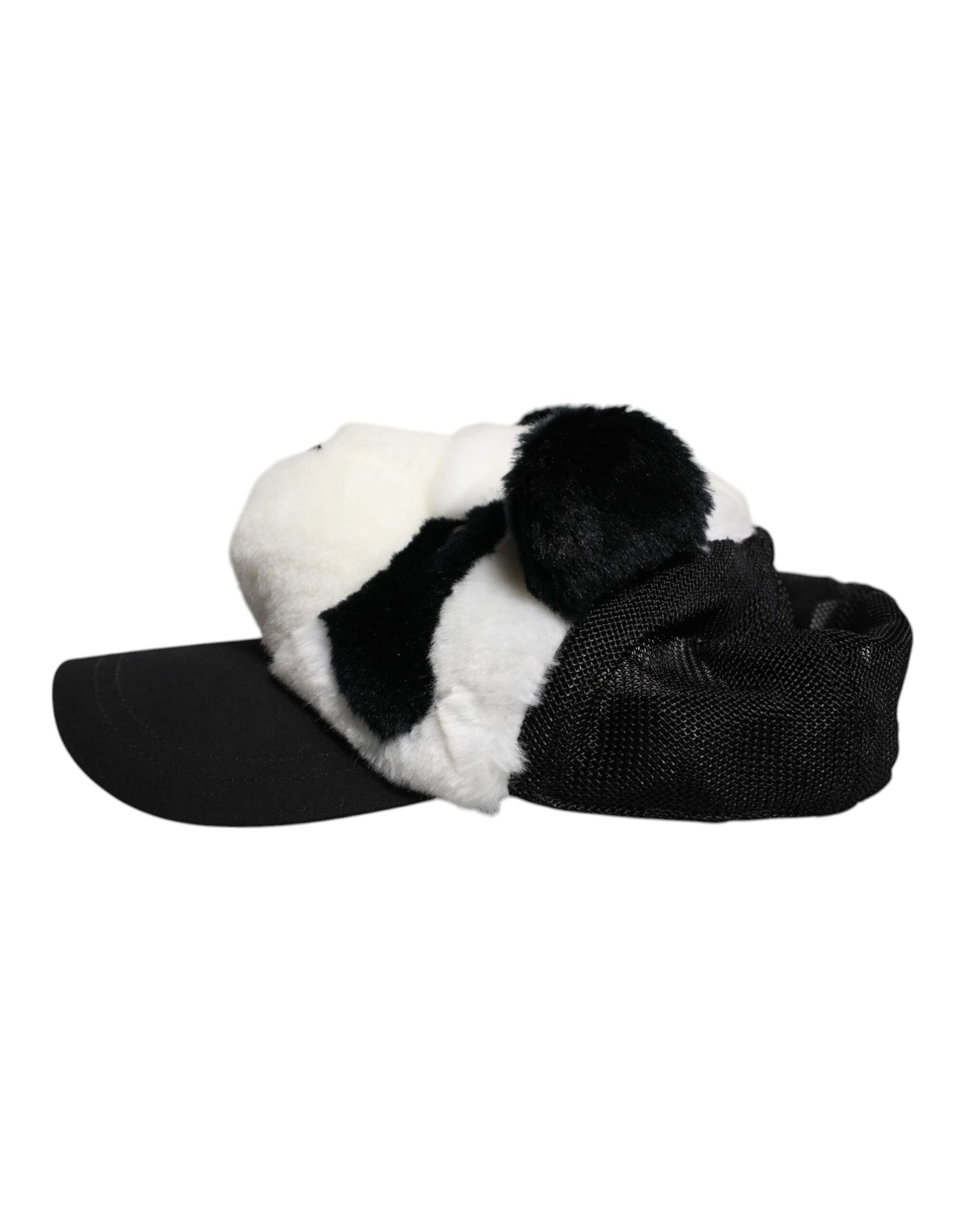 Dolce & Gabbana Black and White Panda Fur Women's Baseball Cap