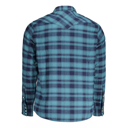 Wrangler Blue Cotton Shirt - Long Sleeve Scottish Flannel