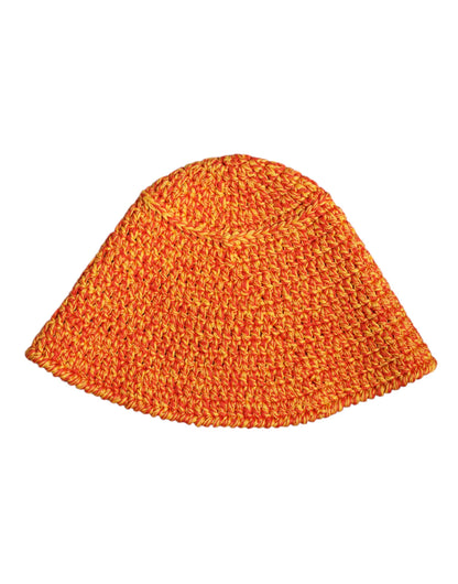 Dolce & Gabbana Orange Cotton Crochet DG Logo Bucket Hat