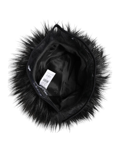 Dolce & Gabbana Black Faux Fur Bucket Hat