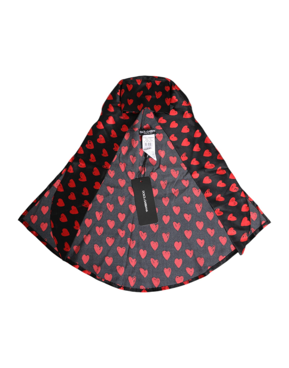 Dolce & Gabbana Black Red Hearts Polyester Sun Hat
