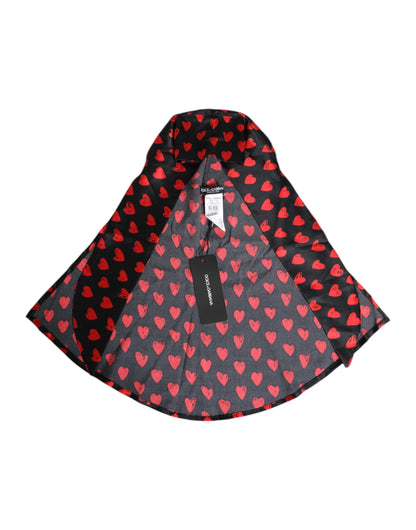 Dolce & Gabbana Black Red Hearts Polyester Sun Hat