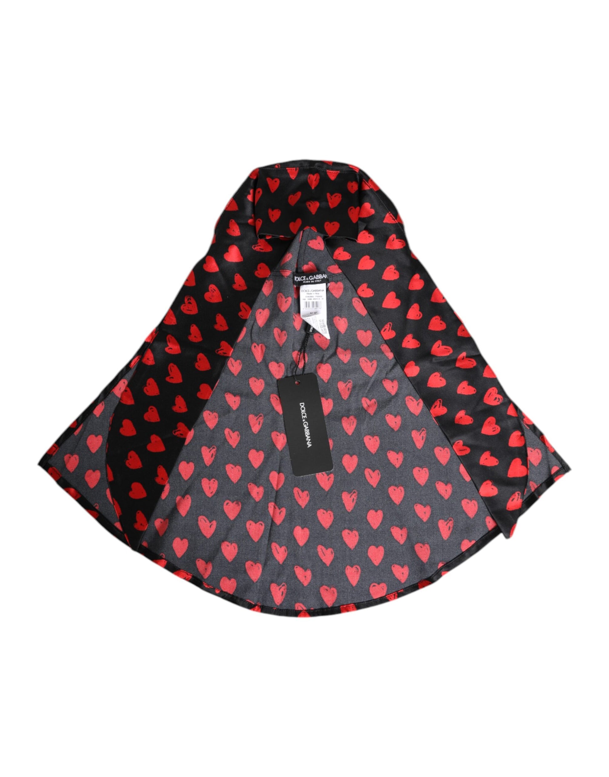 Dolce & Gabbana Black Red Hearts Polyester Sun Hat