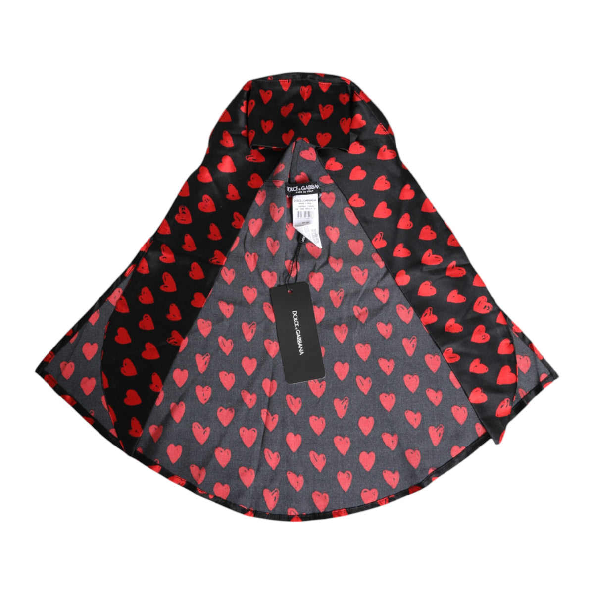 Dolce & Gabbana Black Red Hearts Polyester Sun Hat