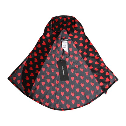 Dolce & Gabbana Black Red Hearts Polyester Sun Hat
