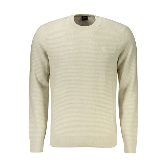 Hugo Boss Beige Cotton Men Sweater - Effortless Sophistication