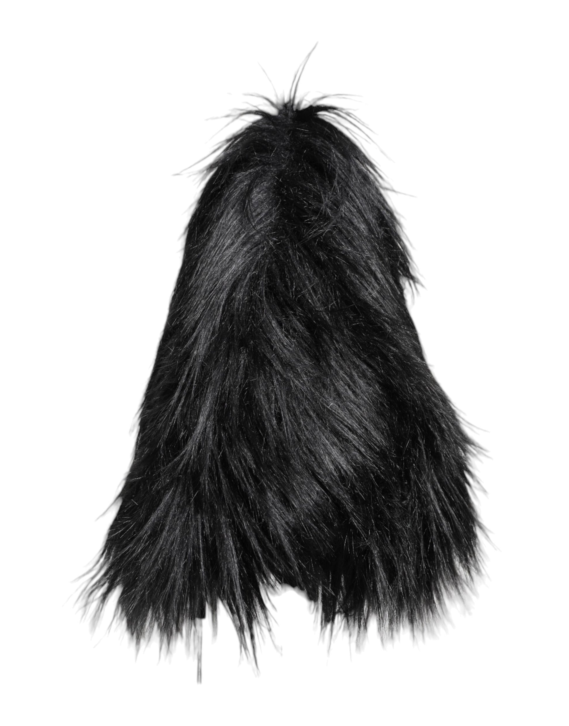 Dolce & Gabbana Black Acrylic Fur Women's Bucket Hat