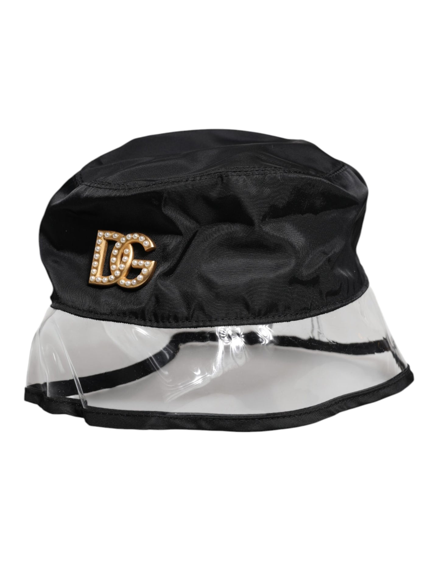 Dolce & Gabbana Black Nylon PVC DG Logo Bucket Hat