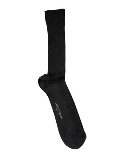 Dolce & Gabbana Black Cotton DG Logo Mid Calf Men's Socks