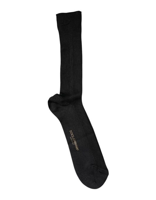 Dolce & Gabbana Black Cotton DG Logo Mid Calf Men's Socks