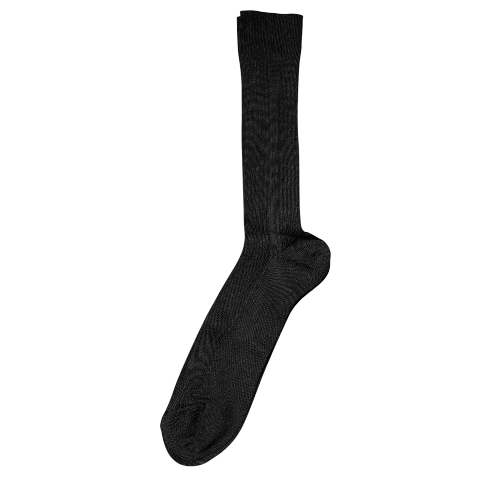 Dolce & Gabbana Black Cotton DG Logo Mid Calf Men's Socks