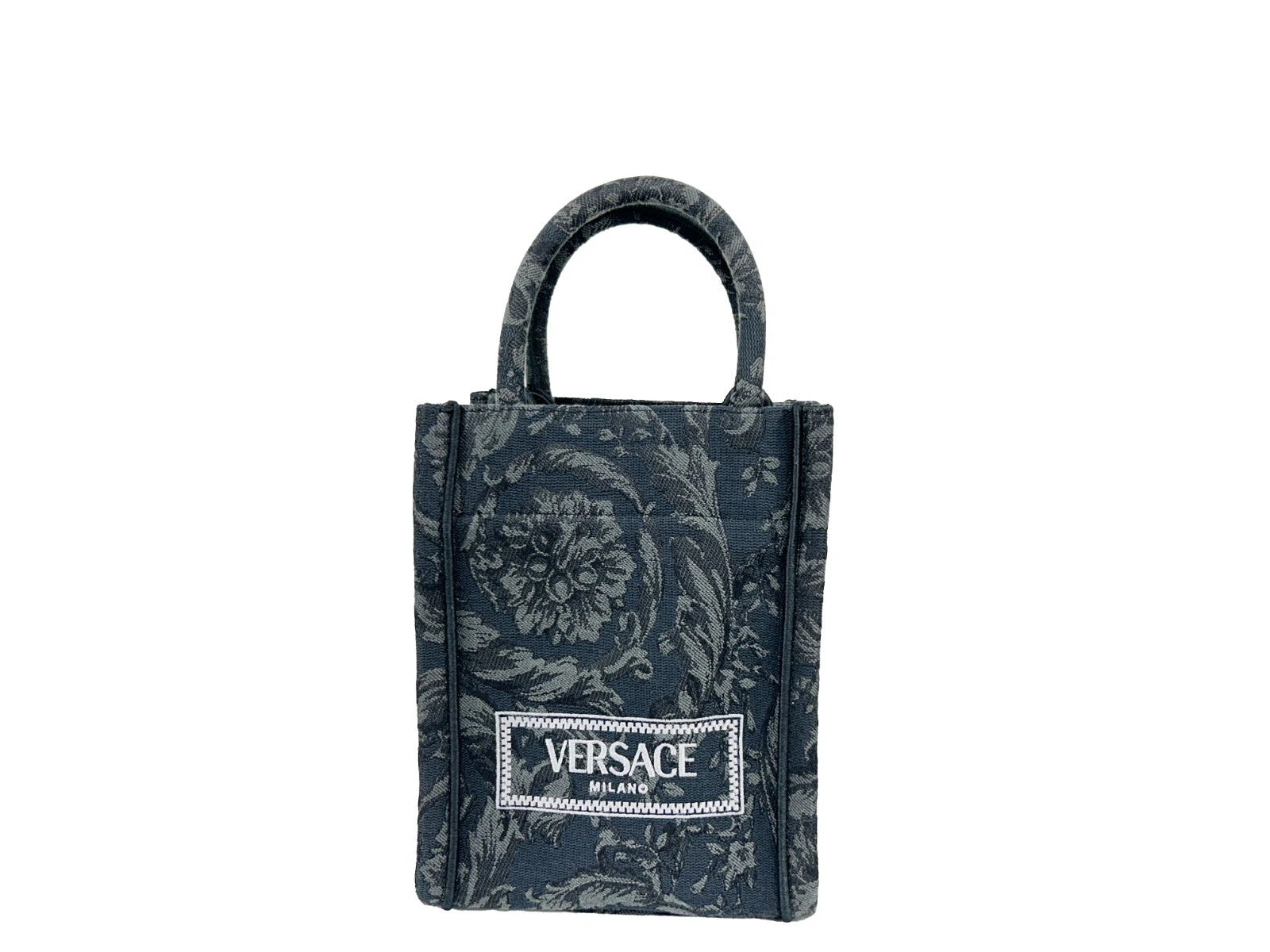 Versace Athena Barocco Mini Top Handle Tote Crossbody Bag - Black