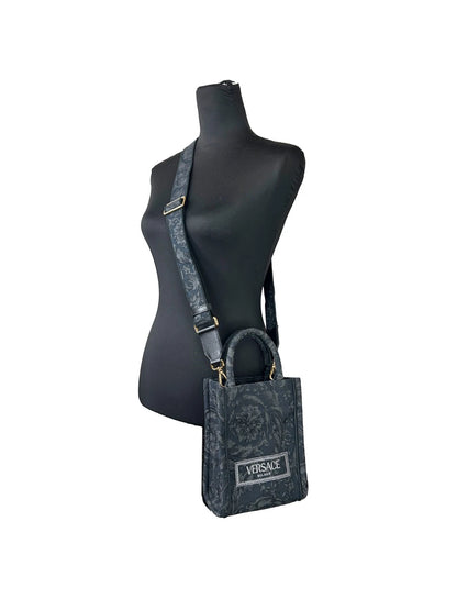 Versace Athena Barocco Mini Top Handle Tote Crossbody Bag - Black