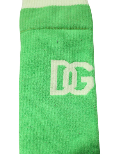 Dolce & Gabbana Green DG Logo Mid Calf Men's Nylon Socks