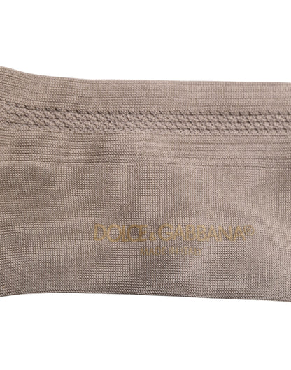 Dolce & Gabbana Brown Cotton Stretch Over Calf Socks